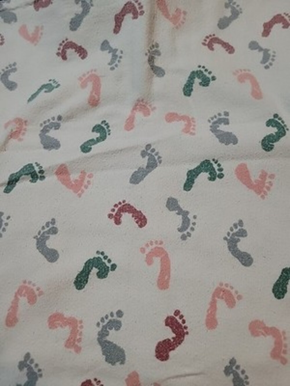 Standard Textile Footprints Baby Receiving Blanket Flannel Hospital White Pink